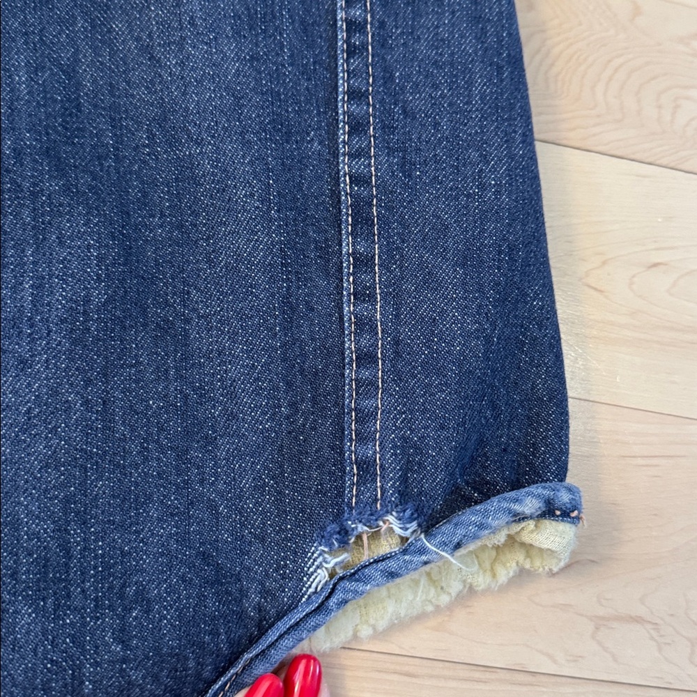 Vintage Sears Roebucks Distressed Denim Vest-Sherpa Lined-Boho-Unisex - Picture 7 of 7